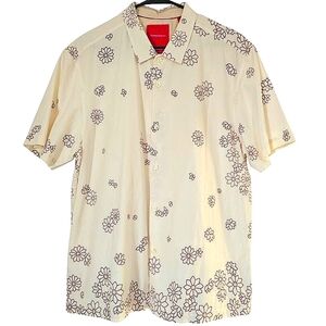 Tommy Bahama XL Men's‎ Camp Shirt Cream/Pink Floral Vacation Silk Relaxed Casual